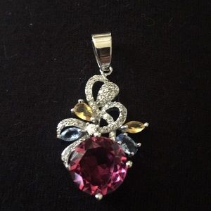 Beautiful Ruby, Blue, Yellow, Diamond . Pendant